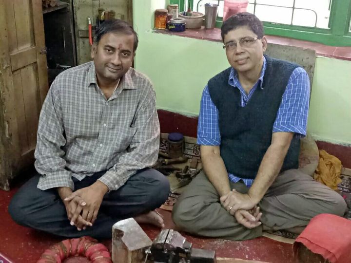 With Barun Ray, sitar maker, Hiren Roy & Sons