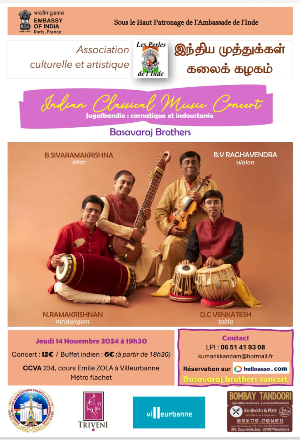 Concert brochure by Embassy of India, France
