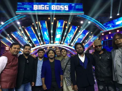 With Arjun Janya on Big Boss show